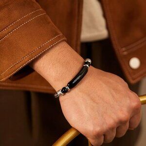 Adjustable Link Chain Bracelet for Men Stainless Steel Hypoallergenic Sliver